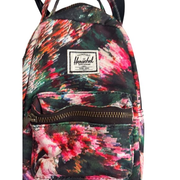 Herschel Supply Co. Mini Backpack With Adjustable Straps Floral Print Zippered - Picture 3 of 5